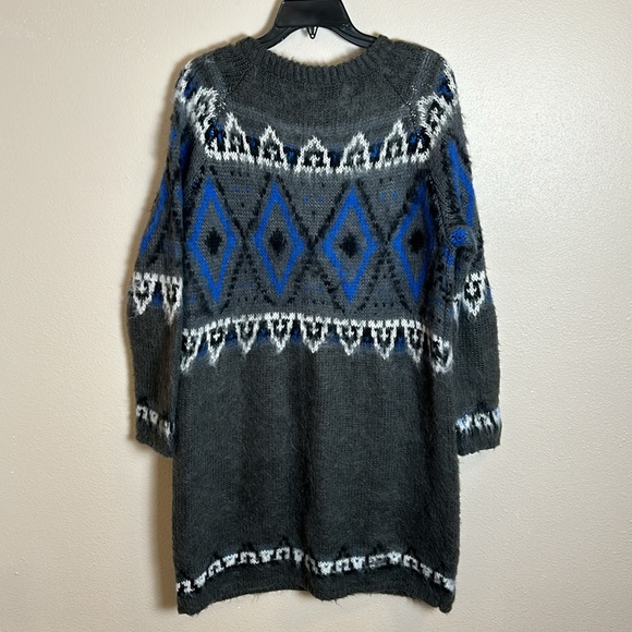 Free People Frosted Fair Isle Nordic Knit Mohair Blend Long Cardigan Sweater - Picture 5 of 8